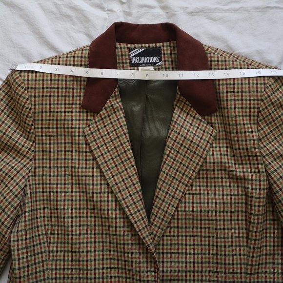 Vintage Brown & Green Plaid Checked Blazer Medium - Picture 4 of 11